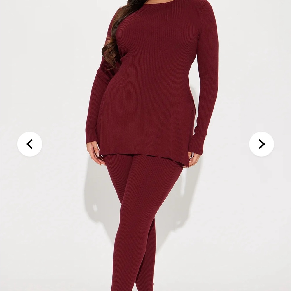 Fashion Nova Burgundy Knit Set plus size